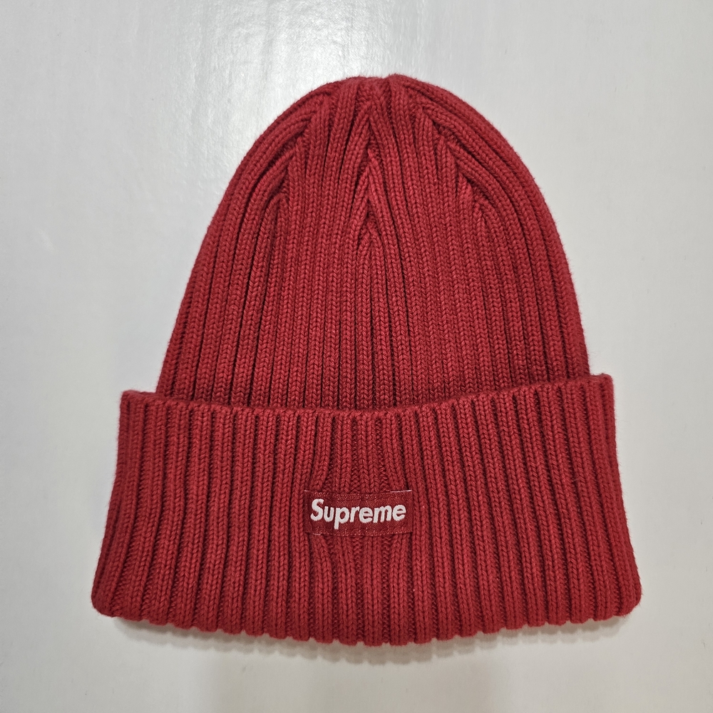 Supreme Red Wide Rib Beanie Hat Cotton Box Logo Cuffed Knit Cap Streetwear
